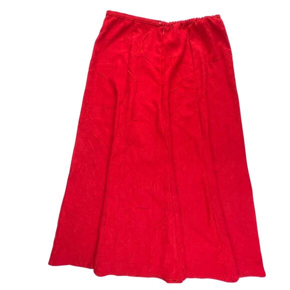 Christopher Banks Skirt 14 Solid Tomato Red Flowy Midi A Line Essential Skirt - Picture 8 of 11